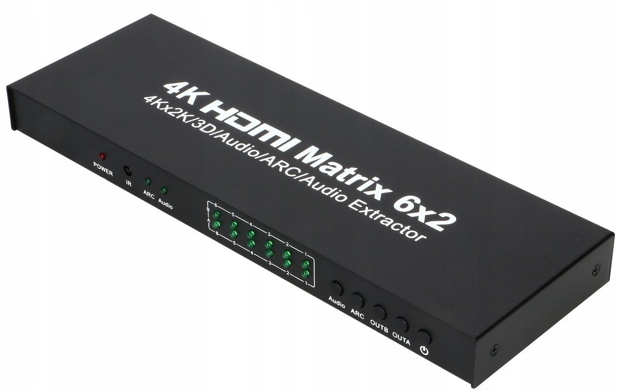 Matrix Switch Splitter Matryca Hdmi 6X2 Ultrahd 4K