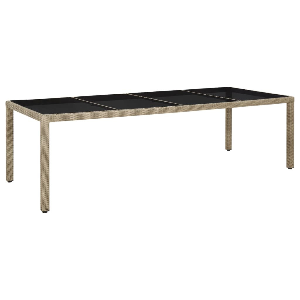 Lumarko Stół ogrodowy, beżowy, 250x100x75 cm, szkło i rattan PE