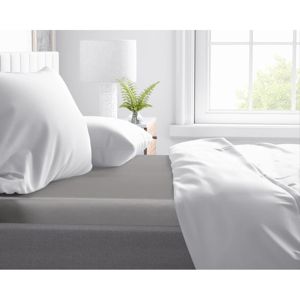 90x200cm prześcieradło na gumce satyna bawełniana szary