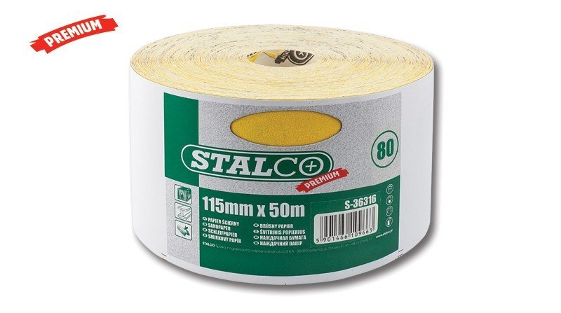 Papier ścierny gran. 240 rolka 115mm 50m Stalco