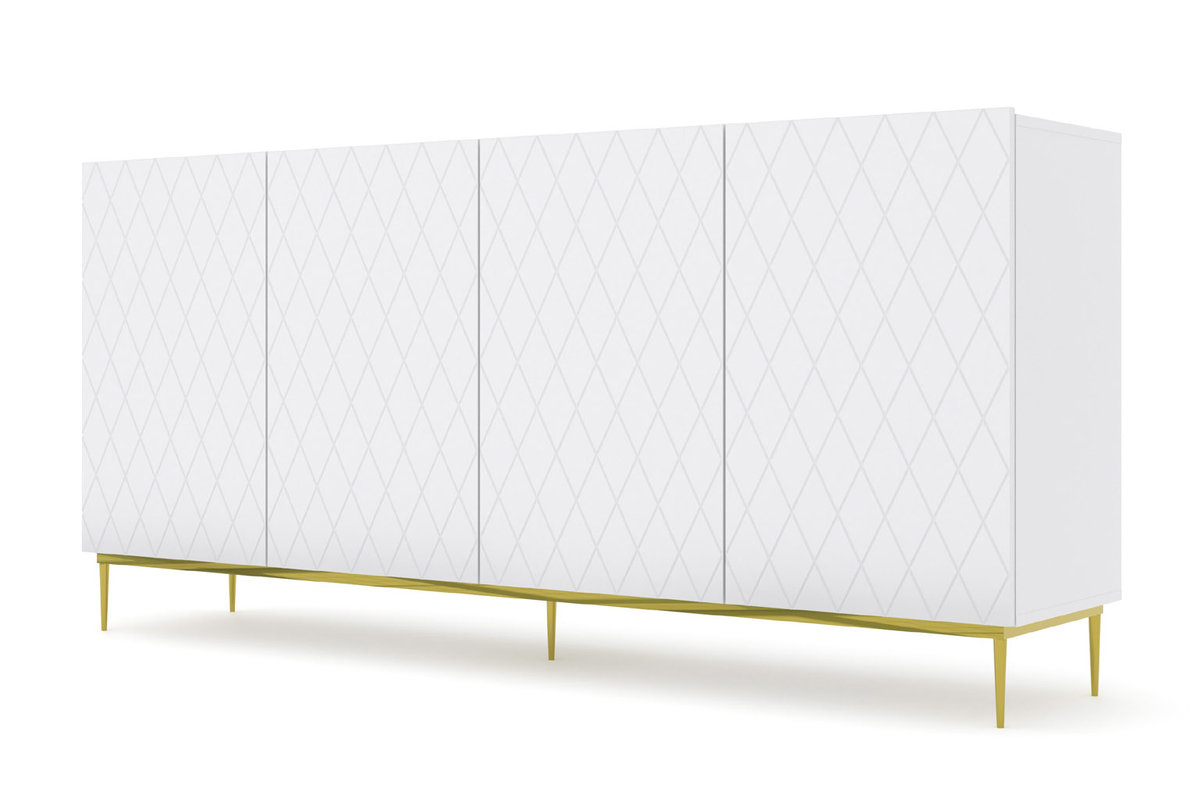 Komoda DIOR GOLD 192 Biały Mat, Złoty