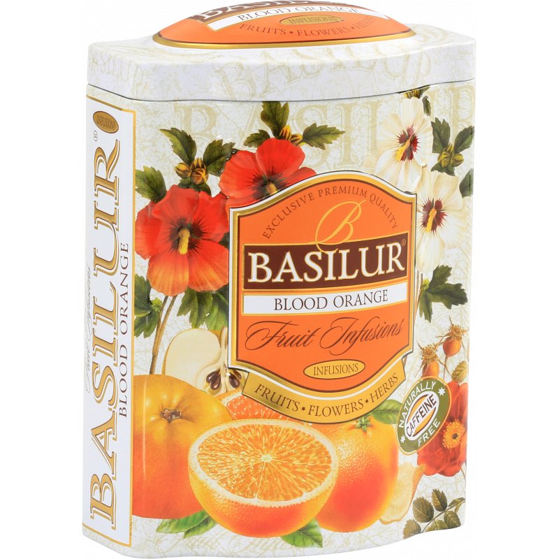 Basilur Blood Orange Herbata Owocowa Pomarańcza Słonecznik Róża Hibiskus Napar Bez Kofeiny Puszka - 100 G