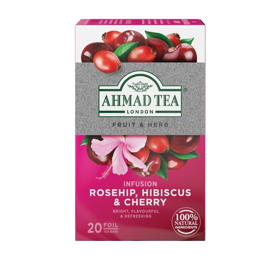 Ahmad Tea Napar Herbaciany Rosehip Cherry Dzika róża i Wiśnia 20 torebek aluminiowych