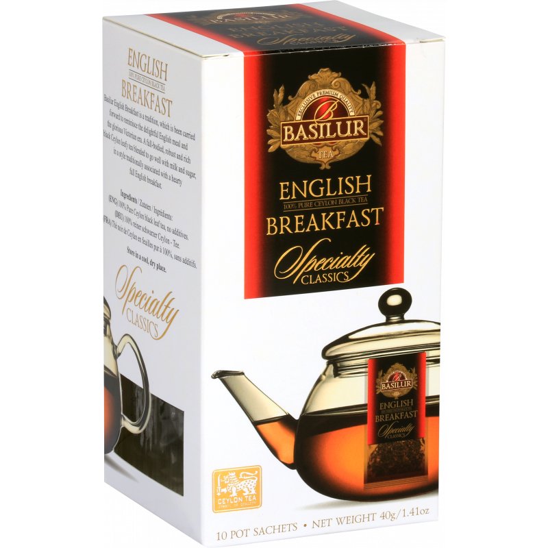 Basilur ENGLISH BREAKFAST czarna herbata CEJLOŃSKA saszetki do dzbanka - 10 x 4 g