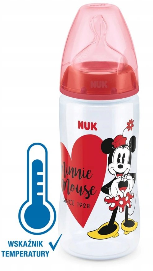 NUK Butelka First Choice ze wskaźnikiem temperatury Minnie czerwona 6-18 m 300 ml 0381679