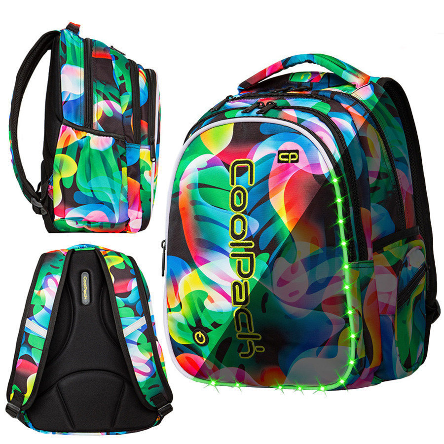 Patio CoolPack Joy L Plecak Szkolny Świecący LED 26L Rainbow Leaves A21210