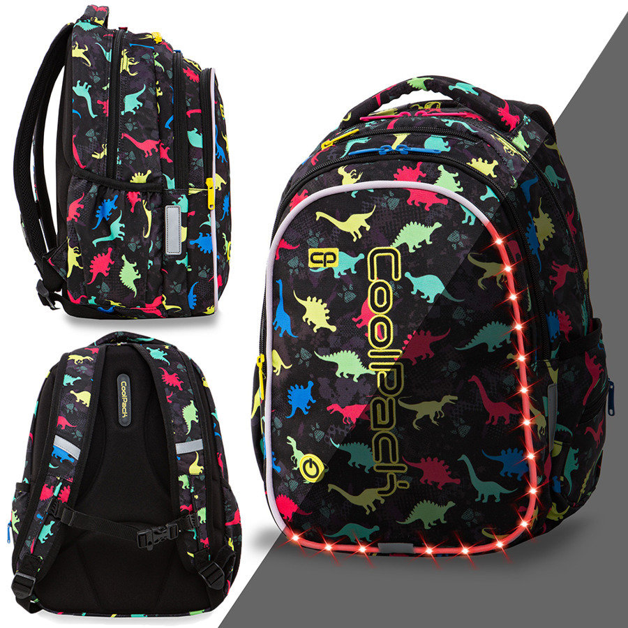 Patio CoolPack Joy M Plecak Szkolny Świecący LED 23L Dinosaurs A20204