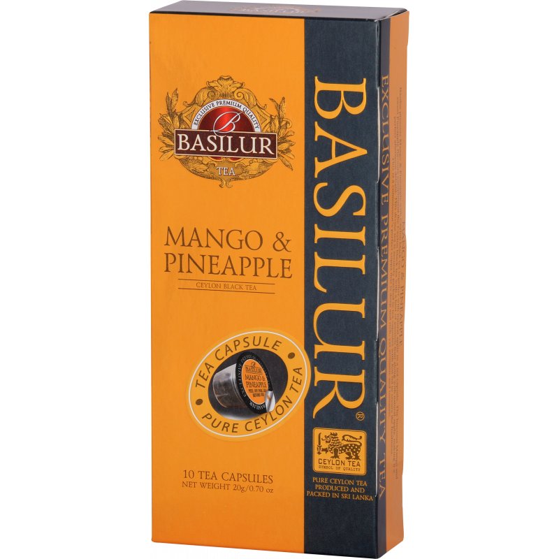 Basilur TEA CAPSULE MANGO & PINEAPPLE czarna herbata CEJLOŃSKA ananas mango kapsułki Nespresso - 10 x 2 g