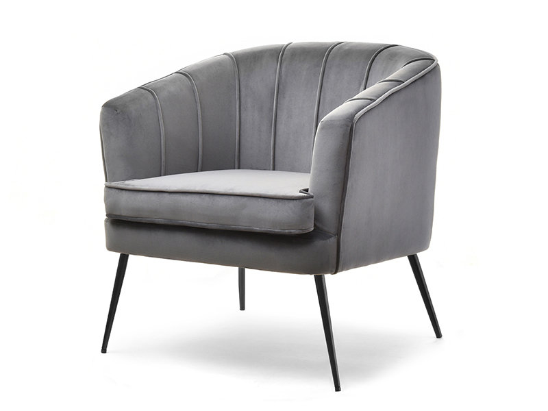 PRZESZYWANY FOTEL Z PODŁOKIETNIKAMI DO SALONU ESTEL SZARY WELUR