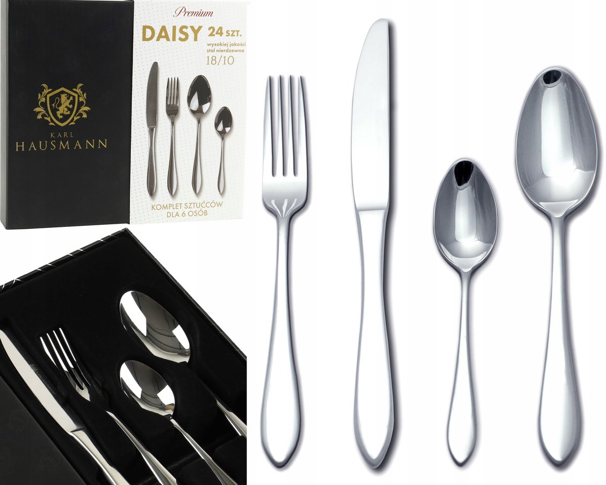 ZESTAW SZTUĆCÓW 24 el 6os kpl PREMIUM 18/10 POŁYSK