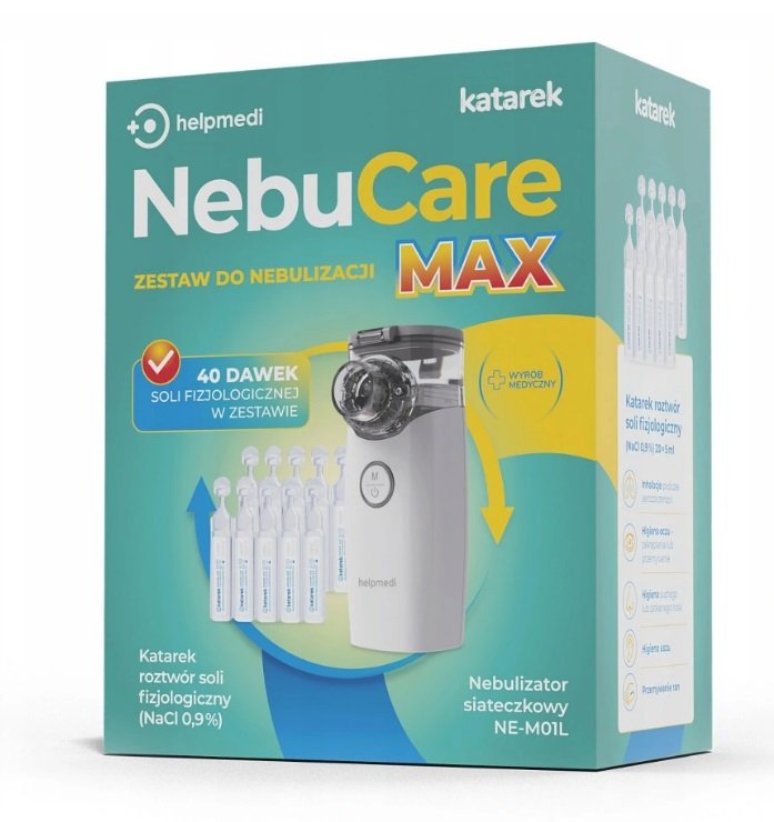 Helpmedi Zestaw do nebulizacji Helmedi NebuCare Max - Nebulizator + sól fizjologiczna