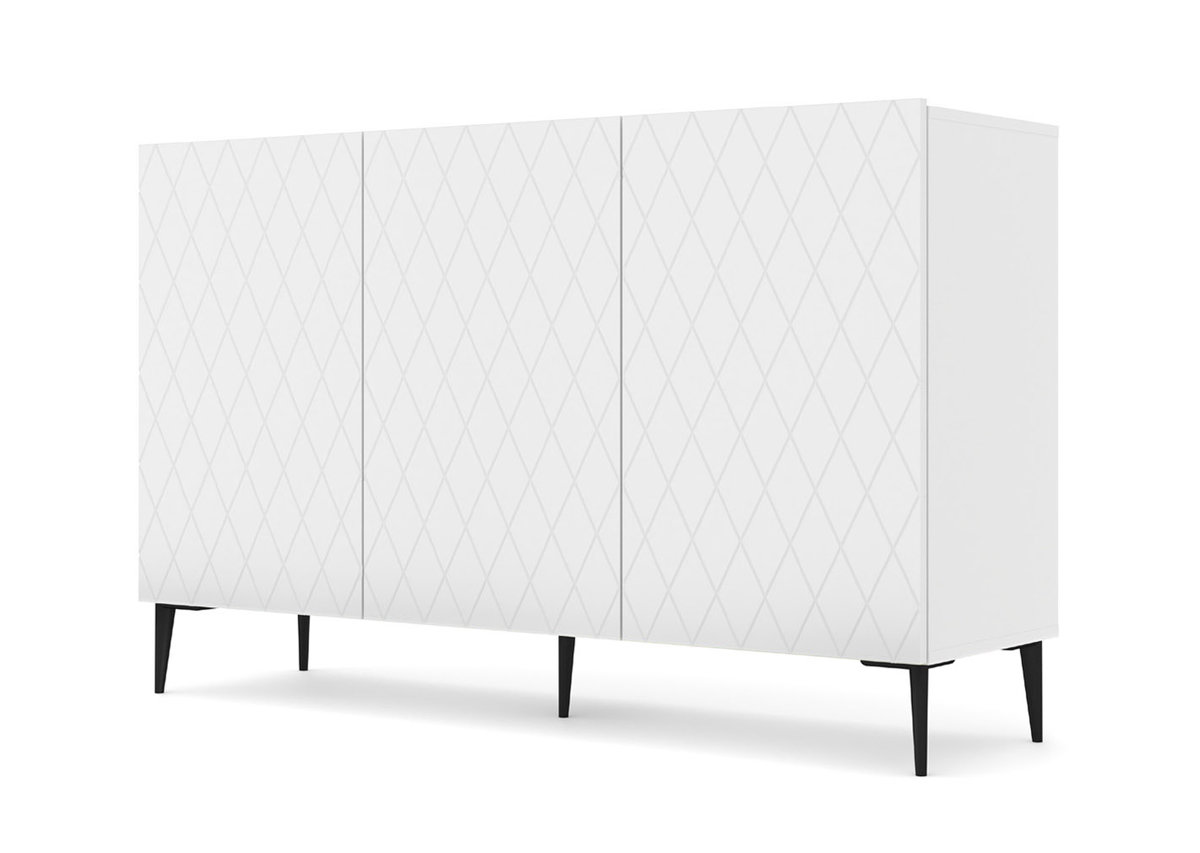 Komoda DIUNA 145 cm 3D biały mat na nóżkach