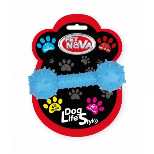PET NOVA PET NOVA TPR Dumbbell niebieski z dzwonkiem 14cm