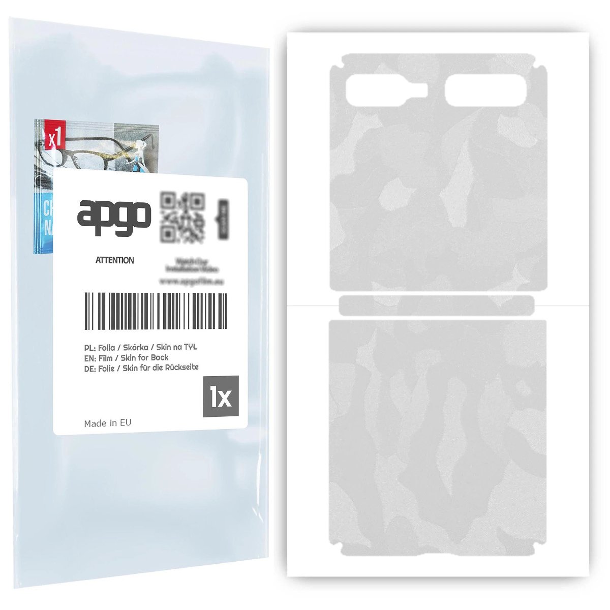 Folia naklejka skórka strukturalna na TYŁ do Samsung Galaxy Z Flip 5G -  Moro | Camo Biały - apgo SKINS