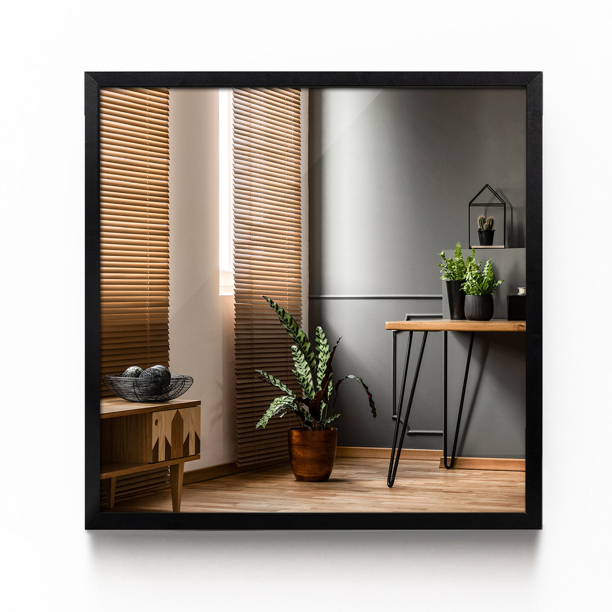Lustro Kwadratowe Ścienne Wiszące w Ramie 50x50 cm