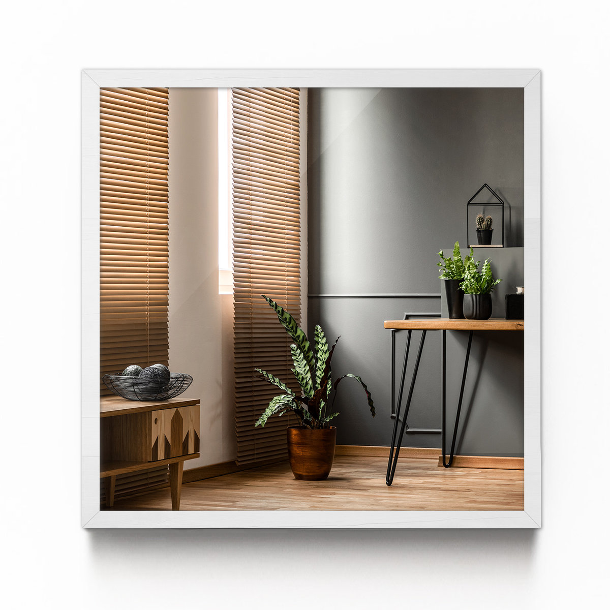 Kwadratowe Lustro do Przedpokoju Rama MDF 50x50