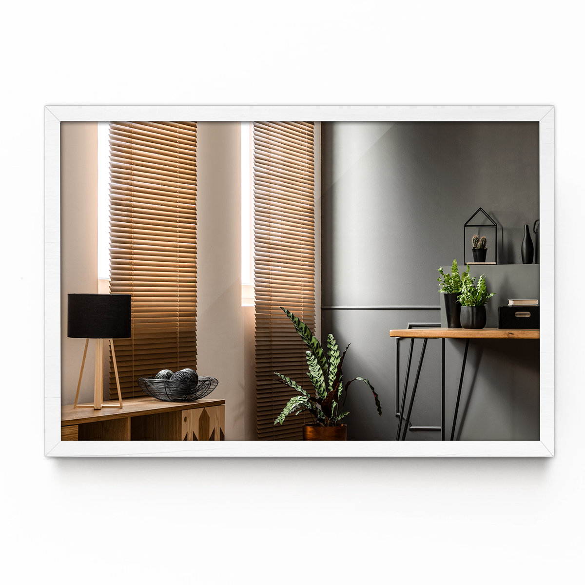 Nowoczesne Lustro Biała Rama do Łazienki 70x50 cm