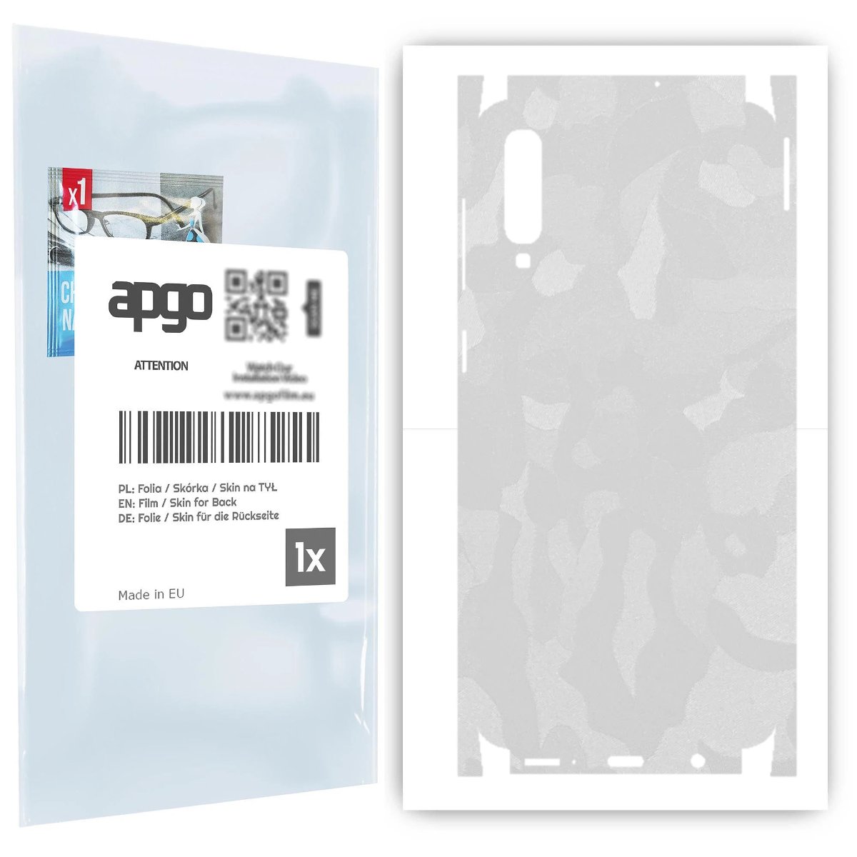 Folia naklejka skórka strukturalna na TYŁ+BOKI do Samsung Galaxy A50 -  Moro | Camo Biały - apgo SKINS