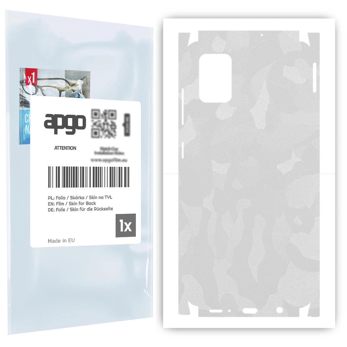 Folia naklejka skórka strukturalna na TYŁ+BOKI do Samsung Galaxy A51 -  Moro | Camo Biały - apgo SKINS