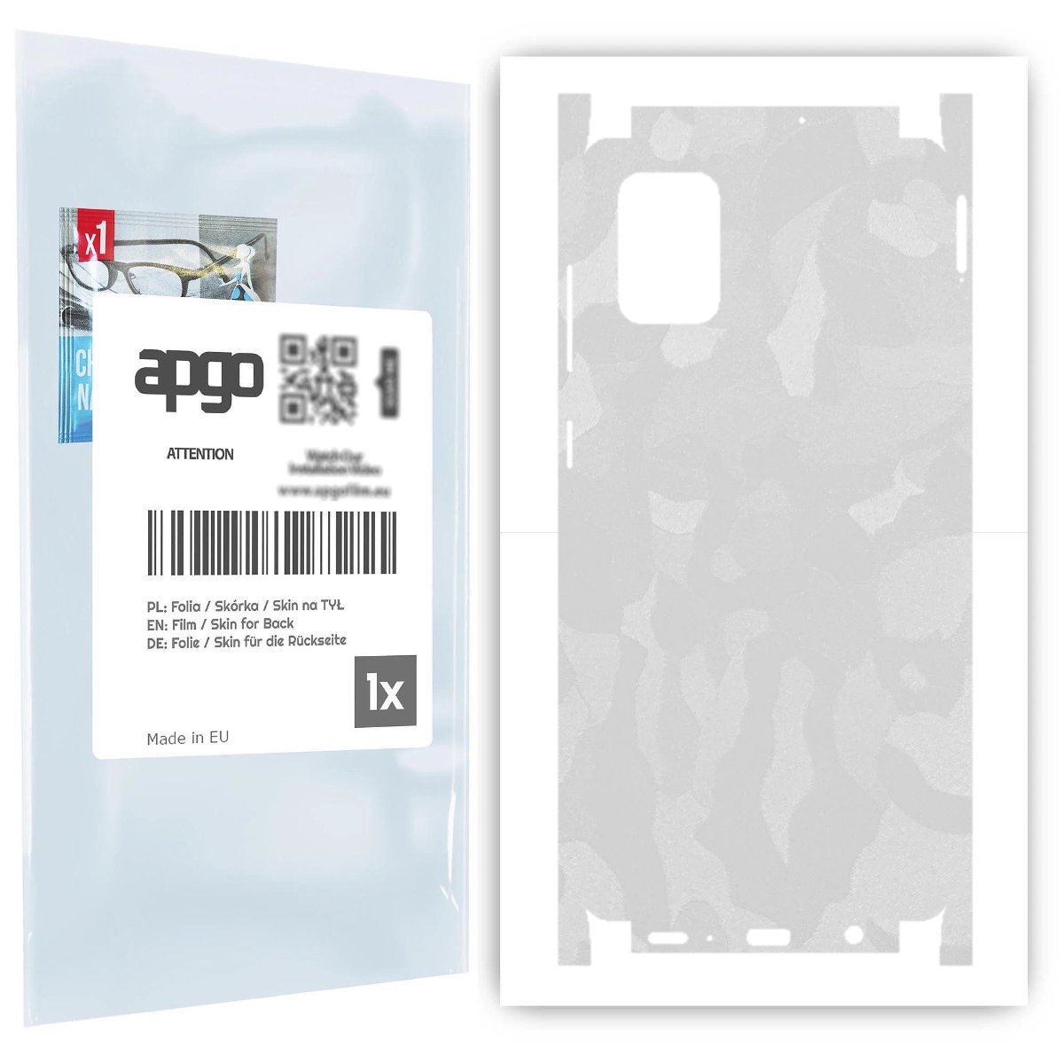 Folia naklejka skórka strukturalna na TYŁ+BOKI do Samsung Galaxy A71 -  Moro | Camo Biały - apgo SKINS