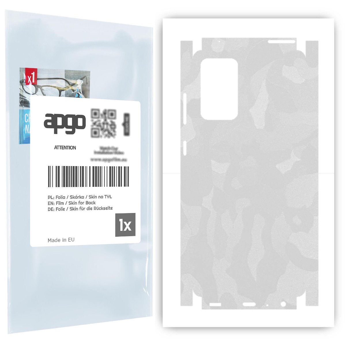 Folia naklejka skórka strukturalna na TYŁ+BOKI do Samsung Galaxy A72 5G -  Moro | Camo Biały - apgo SKINS
