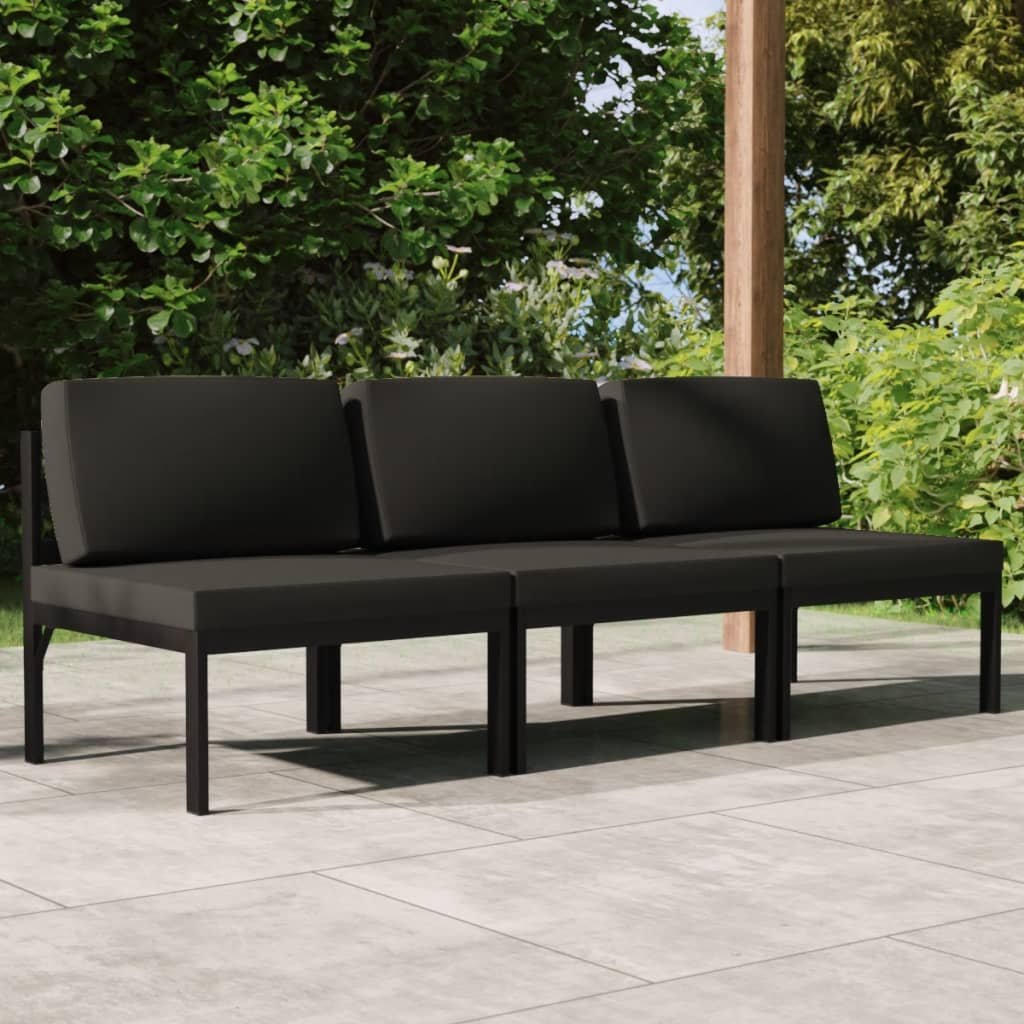 3-os. sofa ogrodowa z poduszkami, aluminium, antracytowa