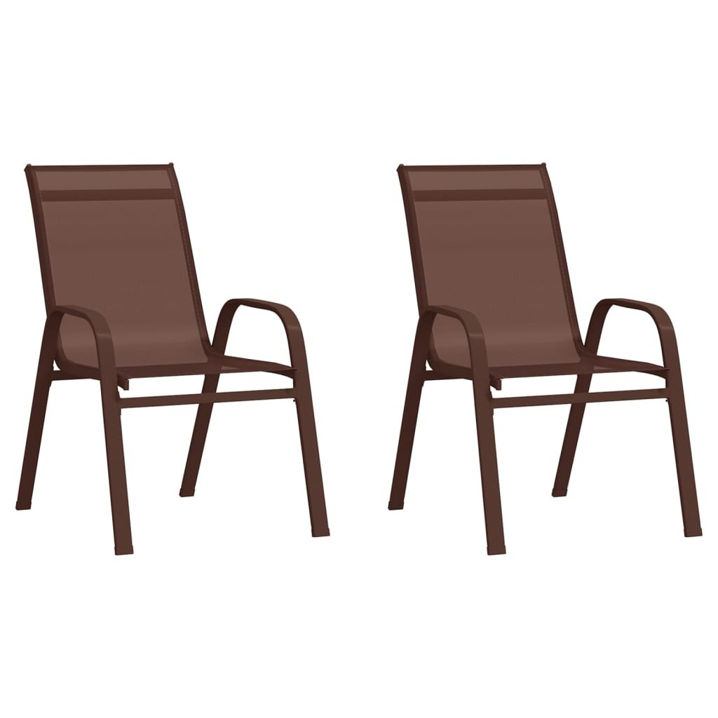 Lumarko Sztaplowane krzesła ogrodowe, 2 szt., brąz, tworzywo textilene