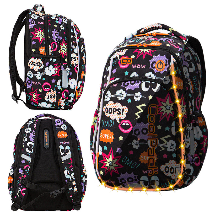 Patio CoolPack Strike S Plecak Szkolny Świecący LED Comics A18202