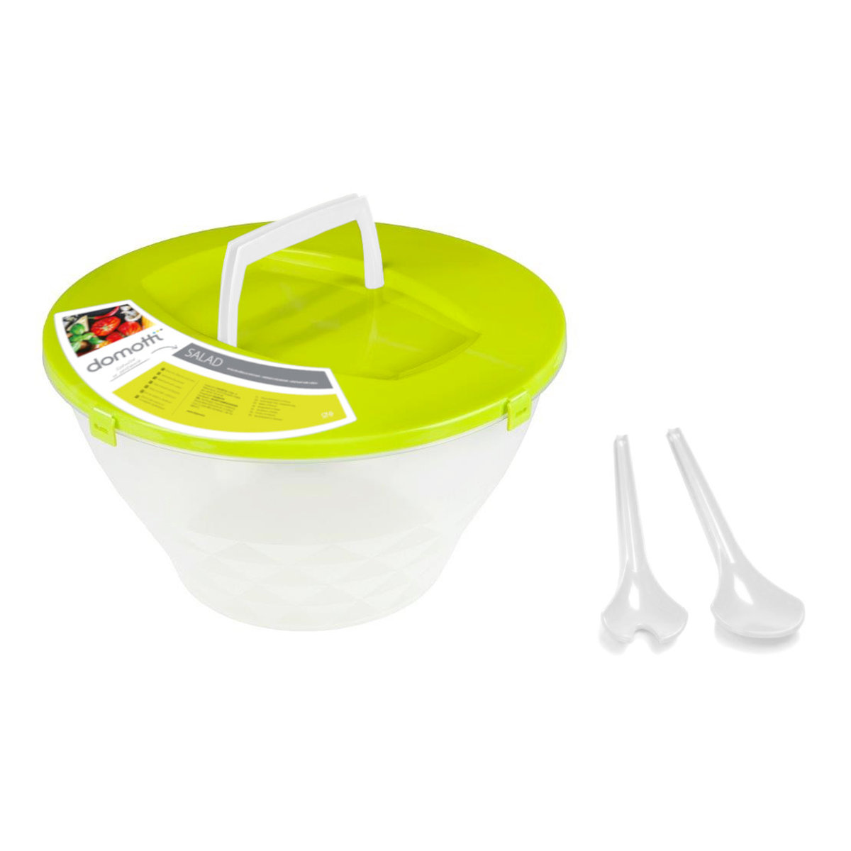Domotti SALAD MISKA DO SAŁATY 5 L Z POKRYWĄ I SZTUĆCAMI TWORZYWO SZTUCZNE ZIELONY dom26999