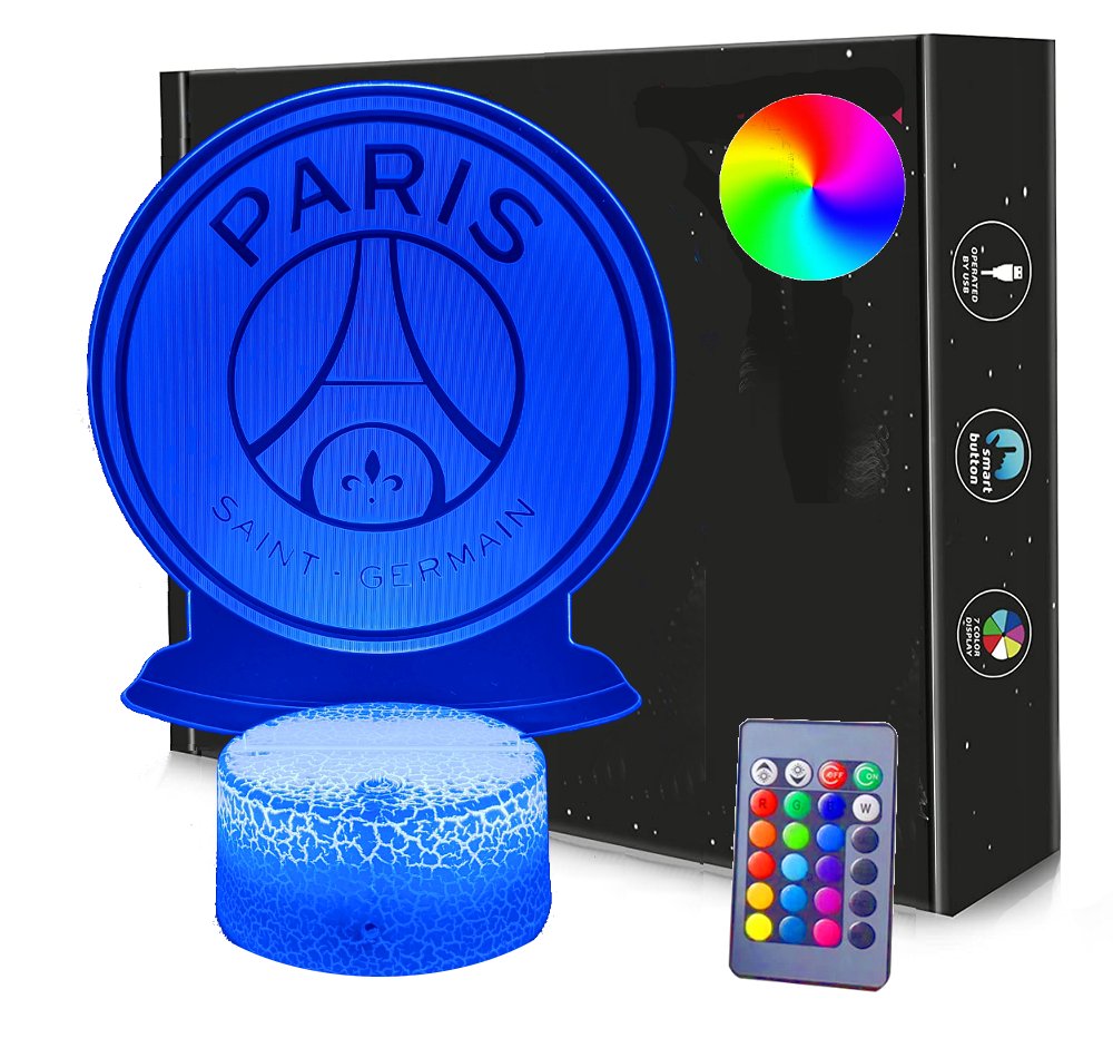 Lampka nocna PSG Paris Saint-Germain 3D Led USB / BATERIE + PILOT RGB