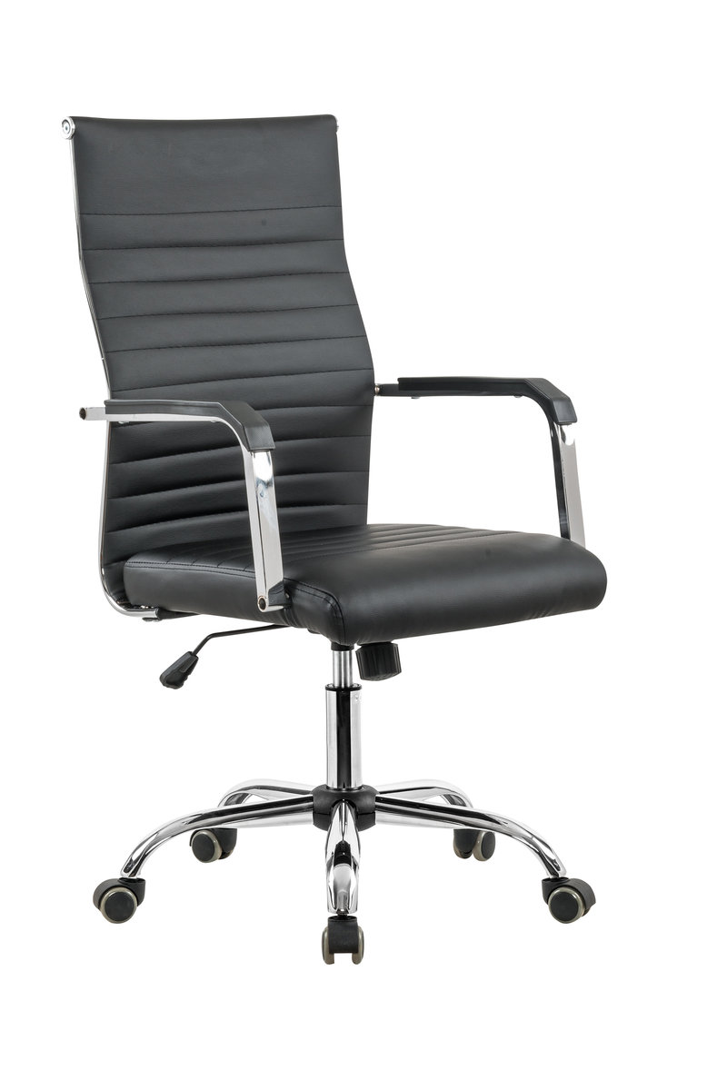 Fotel biurowy obrotowy PU czarny miękkie siedzisko