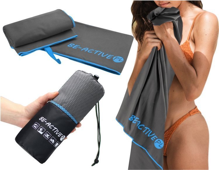 Ręcznik szybkoschnący z mikrofibry 130x80cm szaro-niebieski