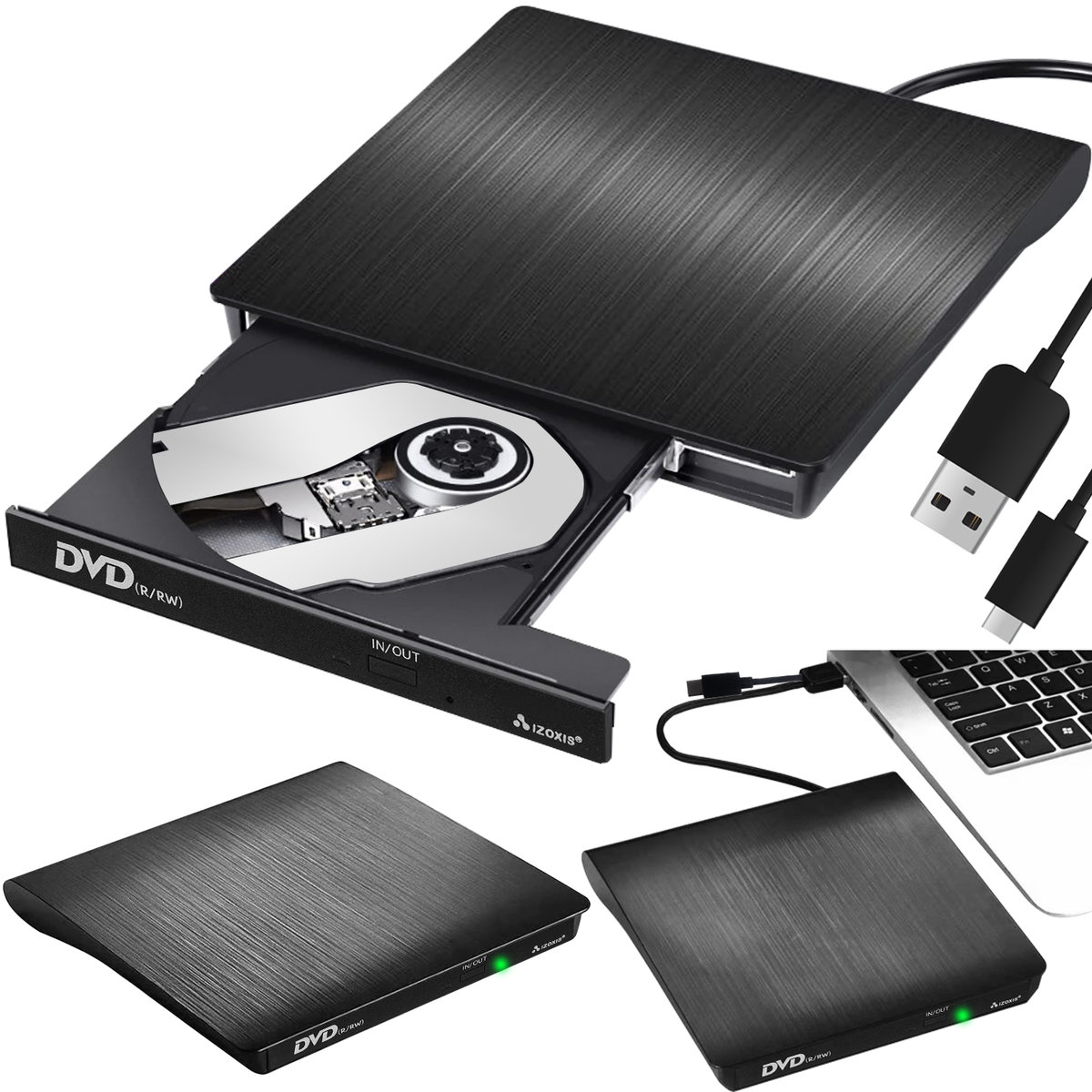 Napęd CD-R DVD Zewnętrzny Nagrywarka USB 3.0 Typ C IZOXIS