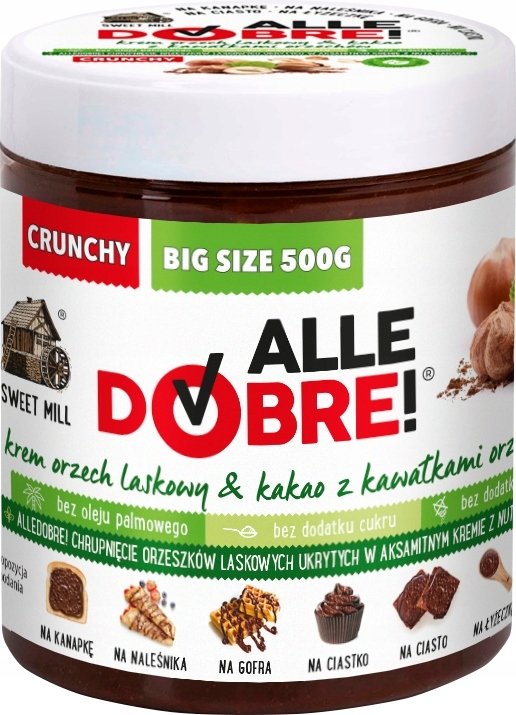 Zdrowy krem czekoladowy AlleDobre! CRUNCHY 500g