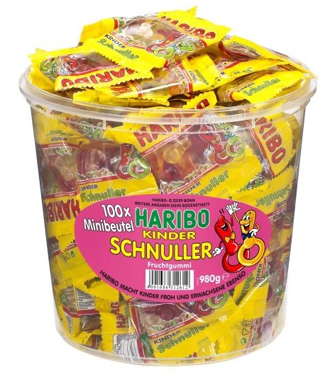 Haribo, żelki owocowe Schnuller Smoczki, 100 sztuk