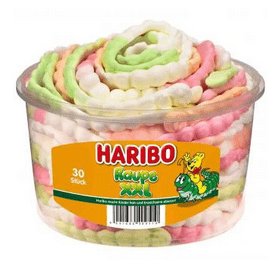 Haribo, pianki owocowe Gąsienice XXL, 30 sztuk