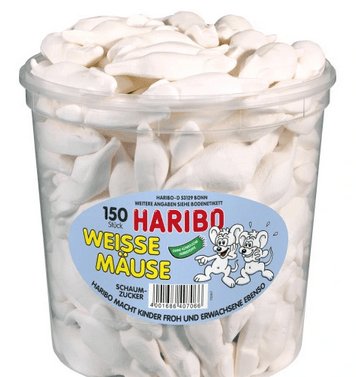 Haribo, pianki owocowe Białe Myszki, 150 sztuk