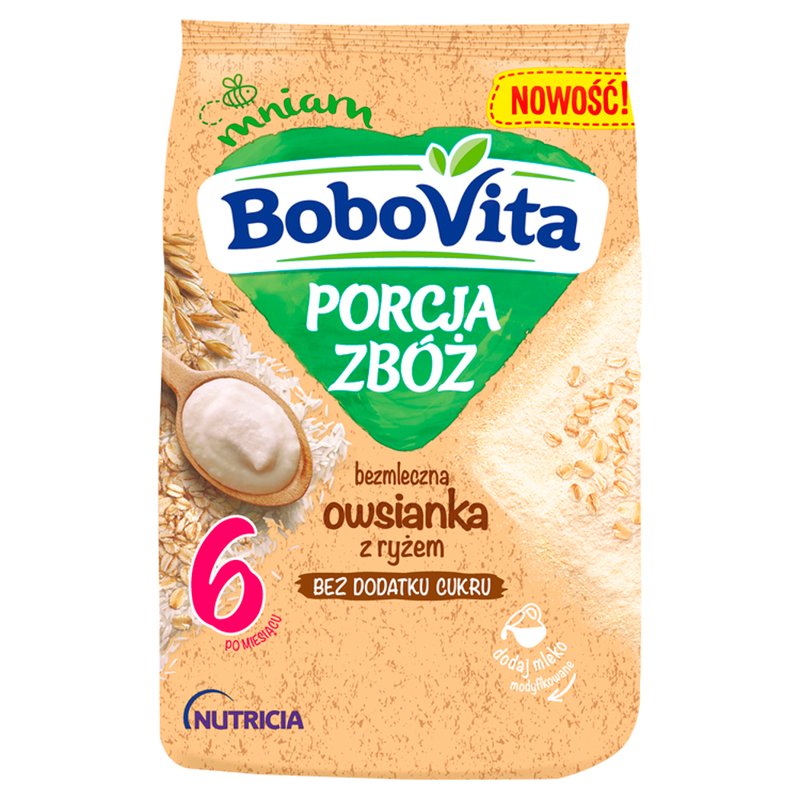 Nutricia BOBOVITA BOBOVITA Porcja zbóż Owsianka bezmleczna z ryżem po 6. miesiącu, 170 g