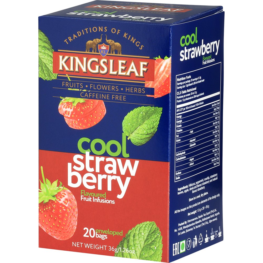 Kingsleaf COOL STRAWBERRY herbata owocowa TRUSKAWKA MIĘTA HIBISKUS napar bez kofeiny saszetki - 20 x 1,8 g