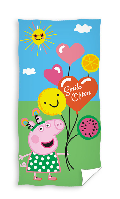 Ręcznik kąpielowy Świnka Pepa z balonikami, 70 x 140 cm