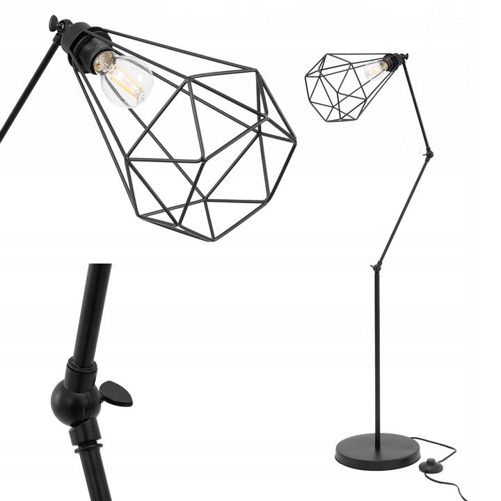 Lampa Stojąca Podłogowa Black Loft Czarna Reno