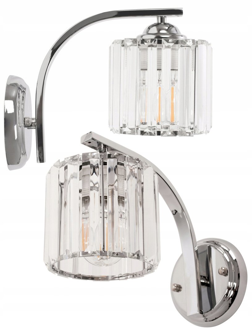 Lampa Ścienna Kinkiet Glamour Kryształowa Chrom