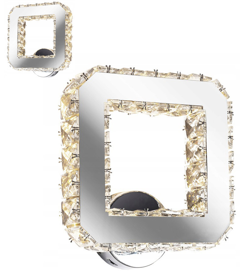 Lampa Ścienna Kinkiet Kryształowy Led Kwadratowy C