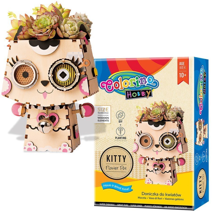 Puzzle Doniczka Kotek Prezent Na Dzień Dziecka 3D