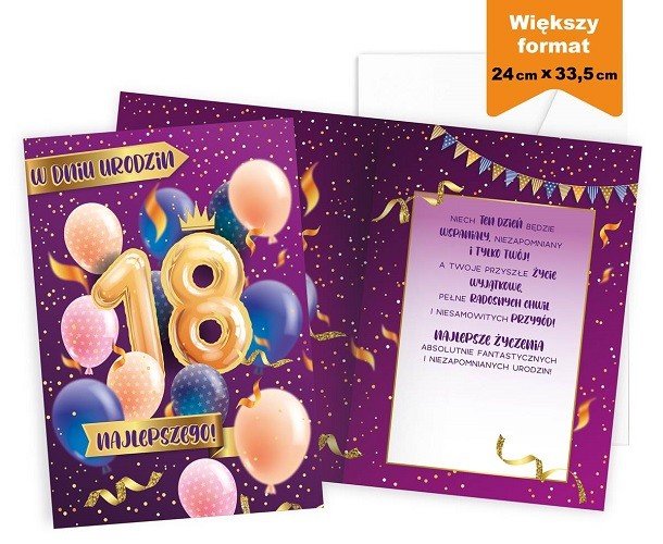 Kartka na 18 urodziny Wielka Duża PCP37