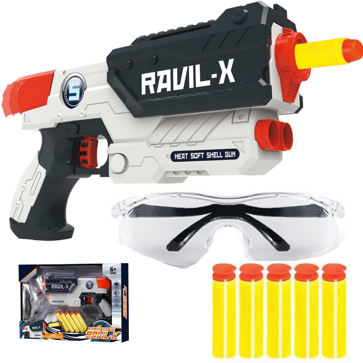 Pistolet Wyrzutnia na strzałki piankowe +okulary