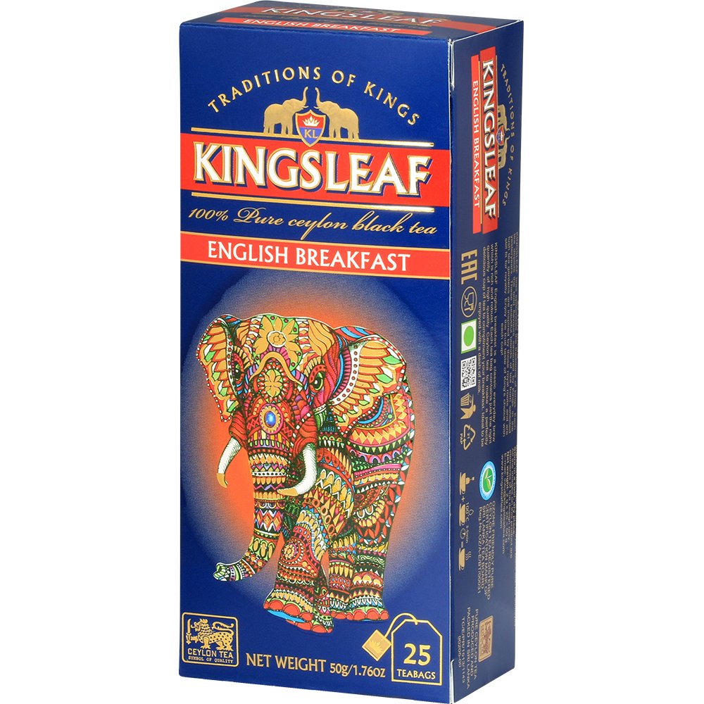 Kingsleaf ENGLISH BREAKFAST czarna herbata CEJLOŃSKA saszetki – 25 x 2 g