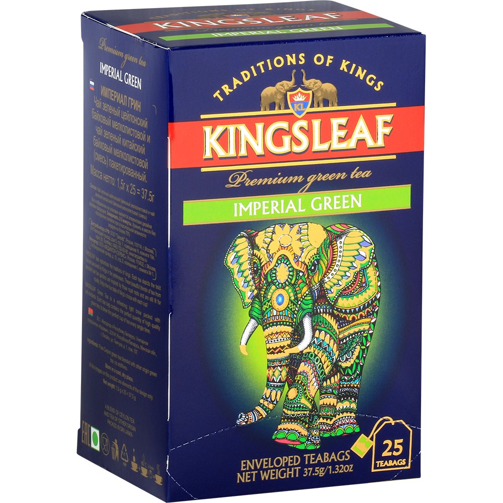 Kingsleaf IMPERIAL GREEN zielona herbata CEJLOŃSKA saszetki kopertowane - 25 x 2 g