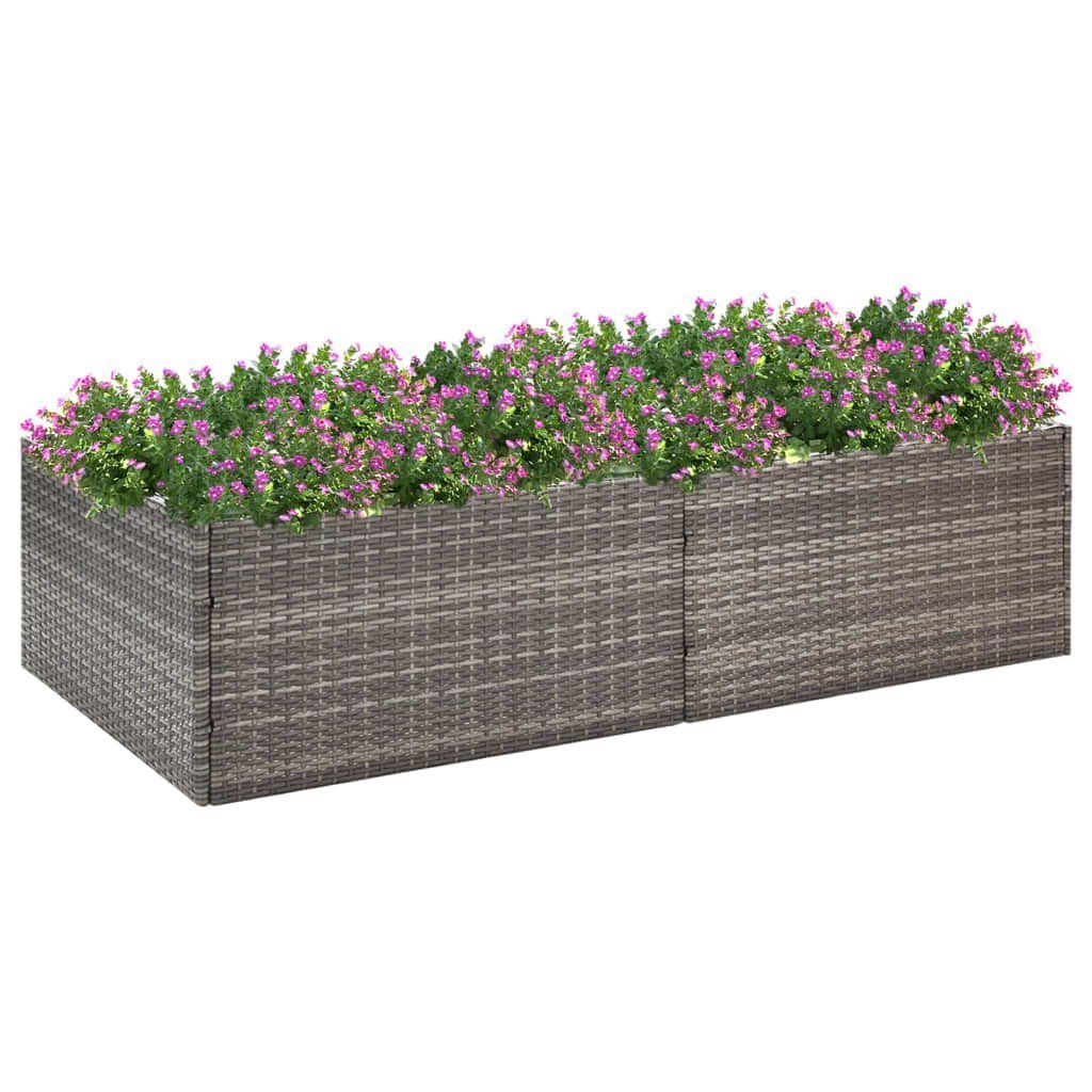 vidaXL Donica ogrodowa, szara, 157x80x40 cm, rattan PE