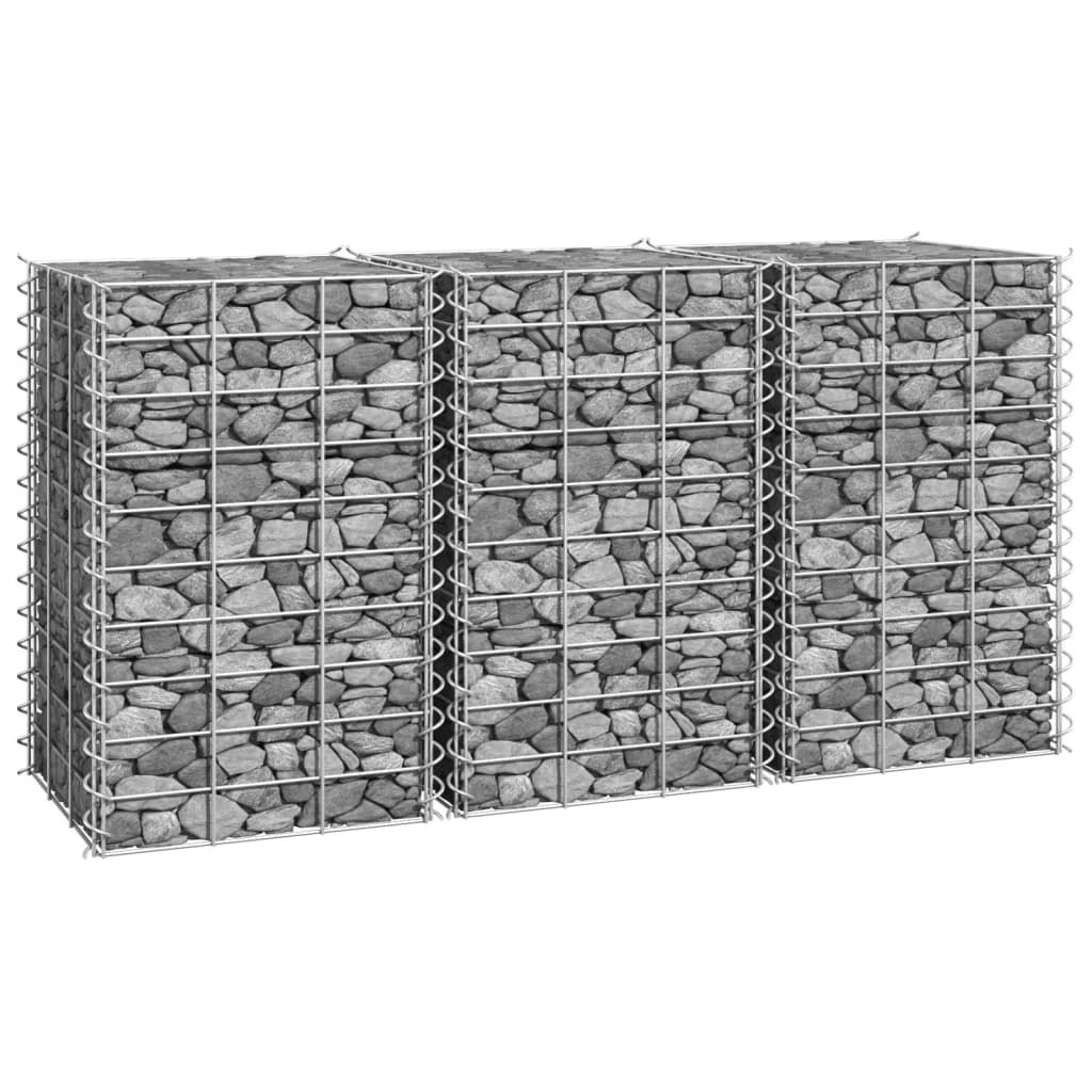 vidaXL Wysokie donice gabionowe, 3 szt., 30x30x50 cm, żelazo